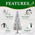 Snow Flocked Unlit Artificial Christmas Tree with Frosted PVC Branches, Full Evergreen Shape & Metal Stand – 5 FT, 6 FT & 7 FT (PAT-013) - Direct Wicker