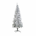 Snow Flocked Unlit Artificial Christmas Tree with Frosted PVC Branches, Full Evergreen Shape & Metal Stand – 5 FT, 6 FT & 7 FT (PAT-013) - Direct Wicker