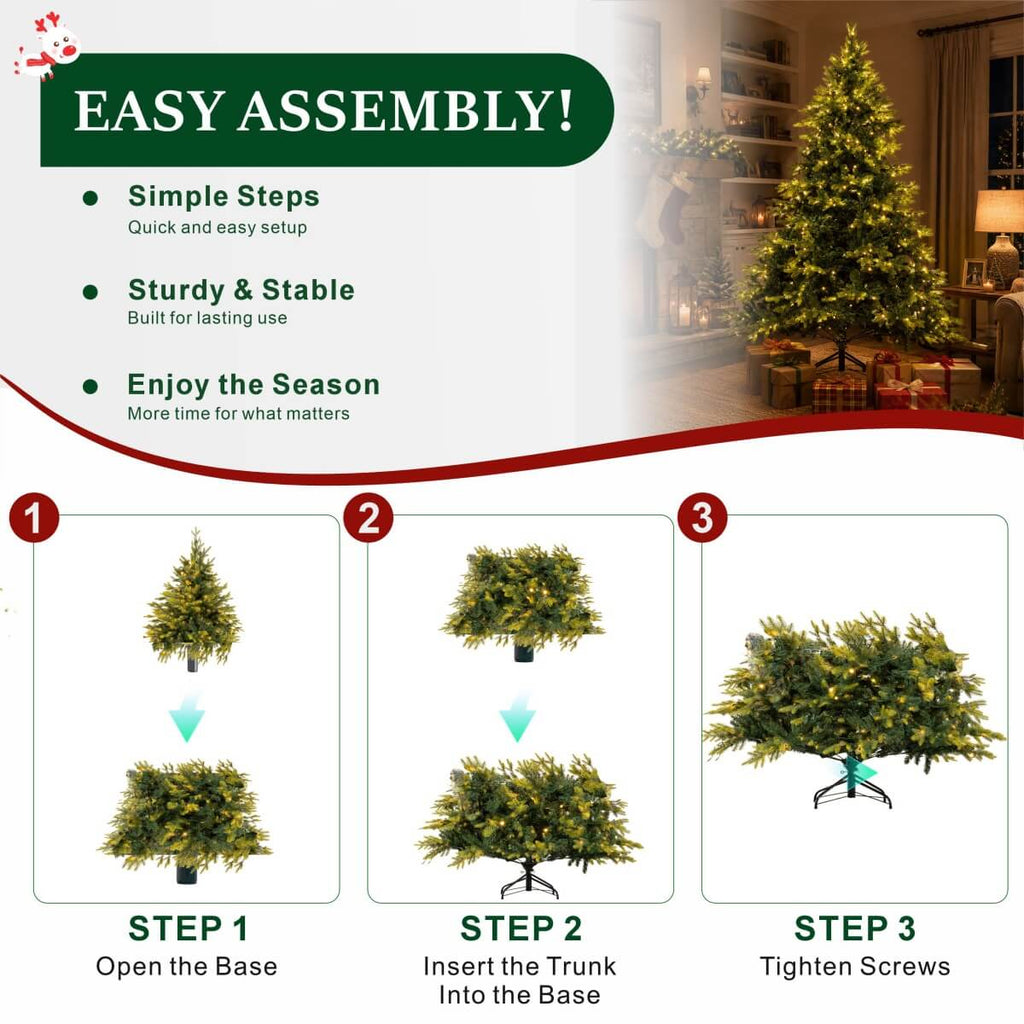 Snow Flocked Unlit Artificial Christmas Tree with Frosted PVC Branches, Full Evergreen Shape & Metal Stand – 5 FT, 6 FT & 7 FT (PAT-013) (Copy) - Direct Wicker