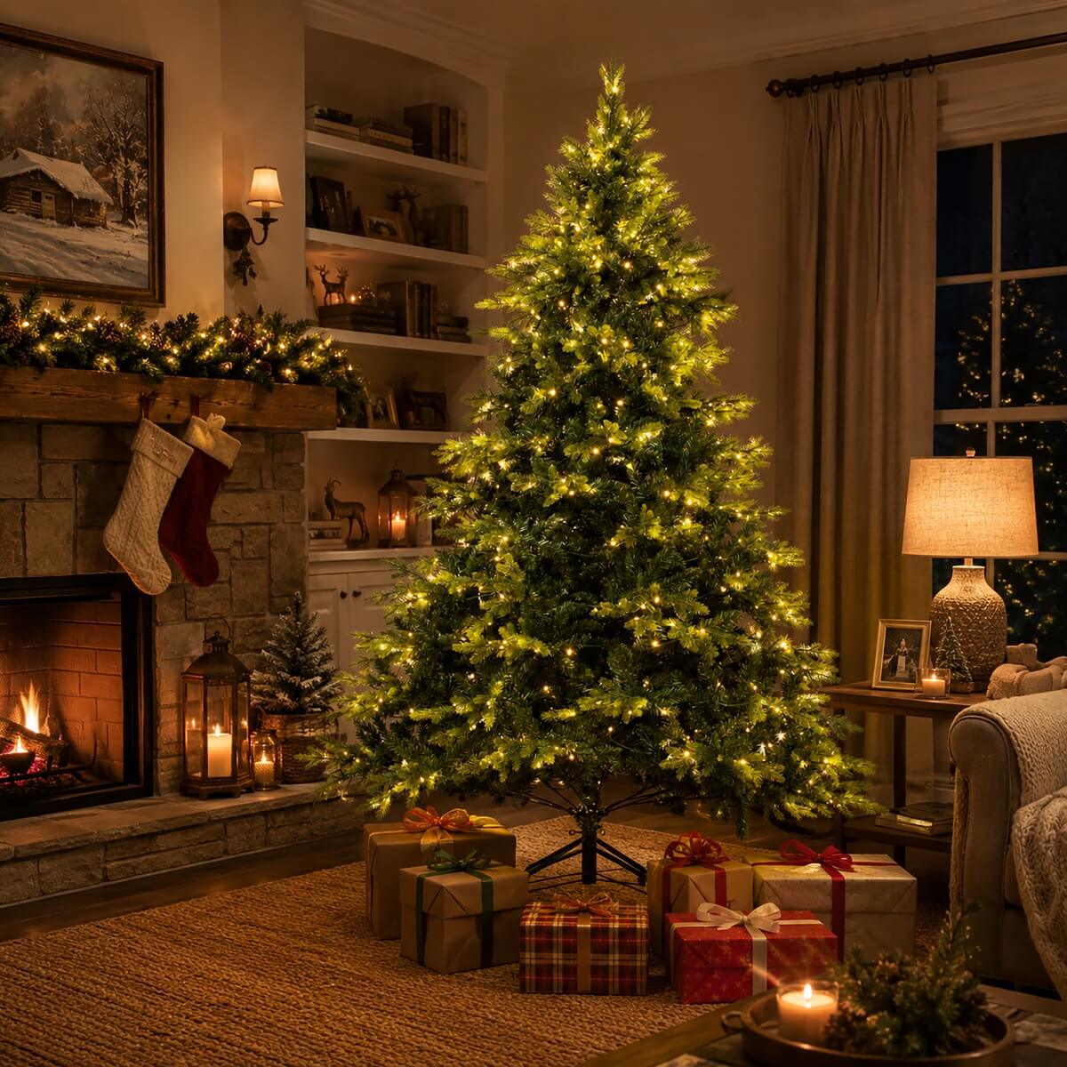 Snow Flocked Unlit Artificial Christmas Tree with Frosted PVC Branches, Full Evergreen Shape & Metal Stand – 5 FT, 6 FT & 7 FT (PAT-013) (Copy) - Direct Wicker