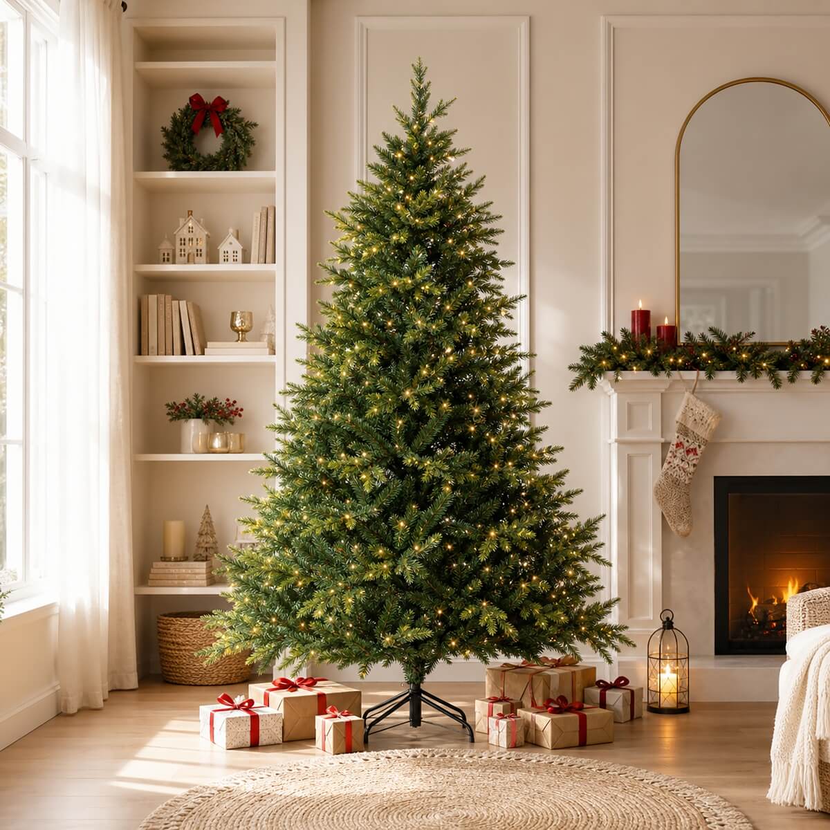 Snow Flocked Unlit Artificial Christmas Tree with Frosted PVC Branches, Full Evergreen Shape & Metal Stand – 5 FT, 6 FT & 7 FT (PAT-013) (Copy) - Direct Wicker