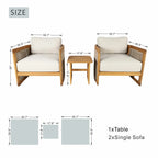 Solid Solid Wood 2-Seat Sofa Set with Side Table (PAS-2515-SSx2+ST) - Direct Wicker
