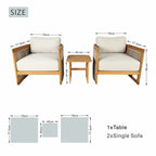 Solid Solid Wood 2-Seat Sofa Set with Side Table (PAS-2515-SSx2+ST) - Direct Wicker