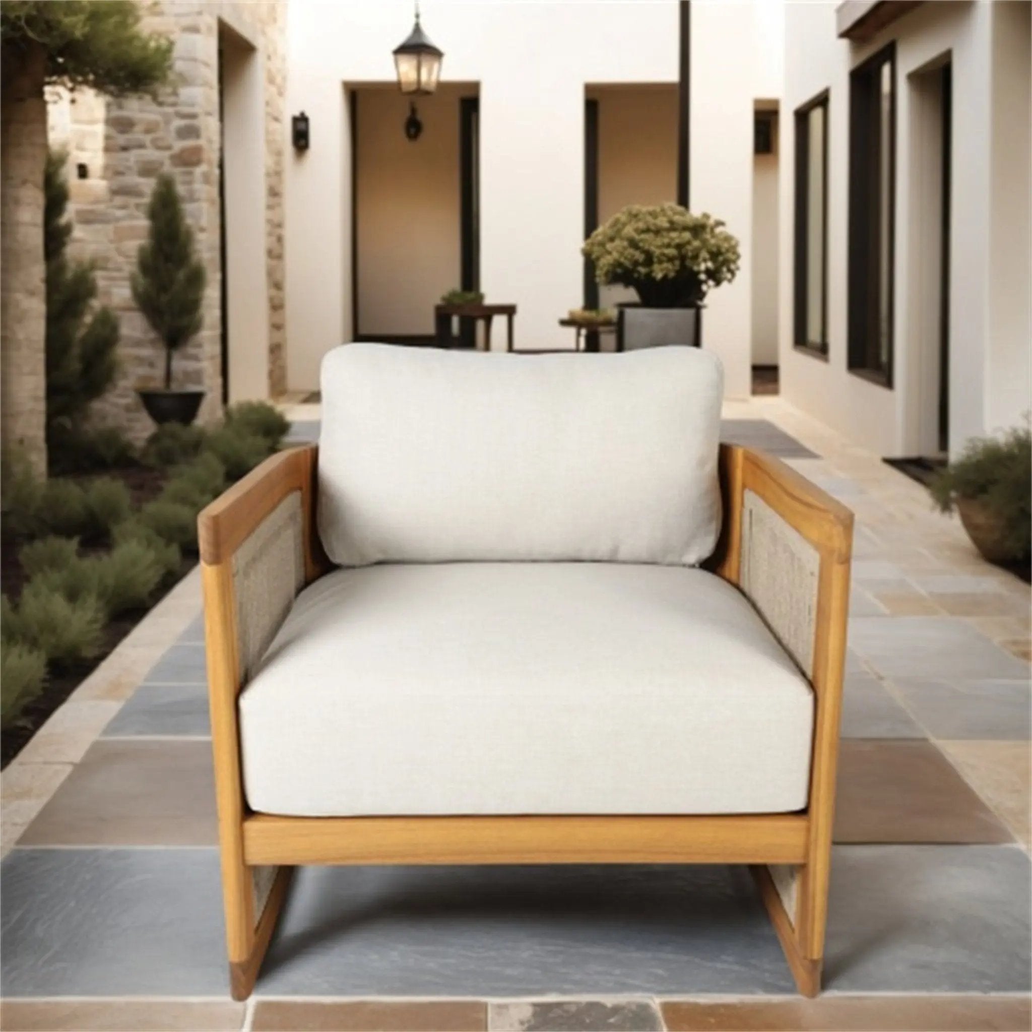 Solid Solid Wood 2-Seat Sofa Set with Side Table (PAS-2515-SSx2+ST) - Direct Wicker