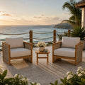 Solid Wood 2-Seat Sofa Set with Side Table (PAS-2515-SSx2+ST) - Direct Wicker