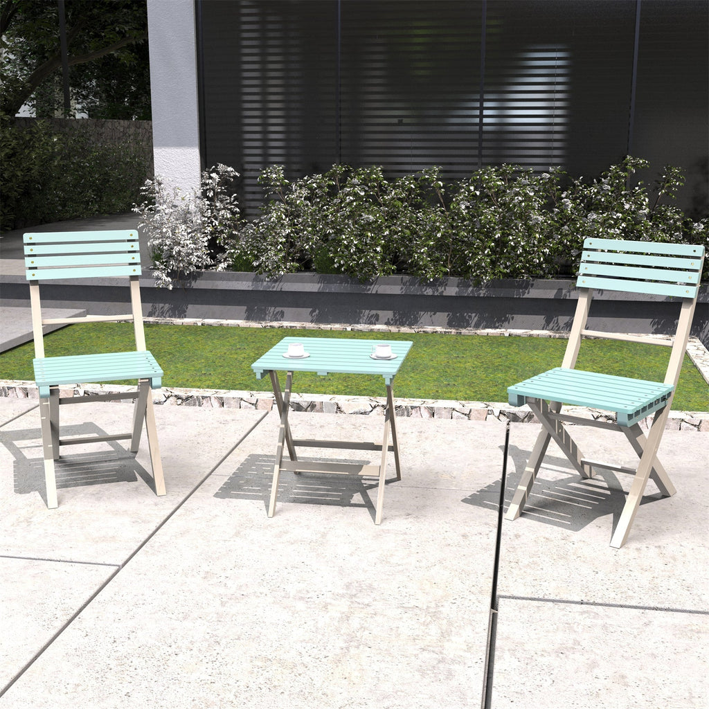 Solid Wood 3 - Piece Bistro Set – Folding Chairs and Square Table for Outdoor Use (PAC - 2525) - Direct Wicker