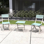 Solid Wood 3 - Piece Bistro Set – Folding Chairs and Square Table for Outdoor Use (PAC - 2525) - Direct Wicker
