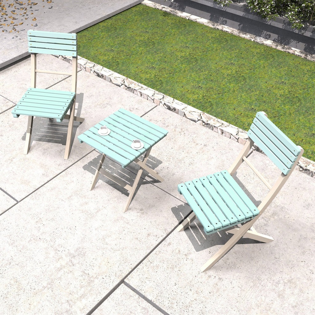 Solid Wood 3 - Piece Bistro Set – Folding Chairs and Square Table for Outdoor Use (PAC - 2525) - Direct Wicker