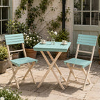 Solid Wood 3-Piece Bistro Set - Folding Chairs and Square Table for Outdoor Use (PAC-2525) - Direct Wicker
