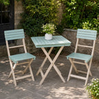 Solid Wood 3-Piece Bistro Set - Folding Chairs and Square Table for Outdoor Use (PAC-2525) - Direct Wicker