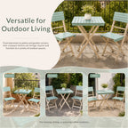 Solid Wood 3-Piece Bistro Set - Folding Chairs and Square Table for Outdoor Use (PAC-2525) - Direct Wicker