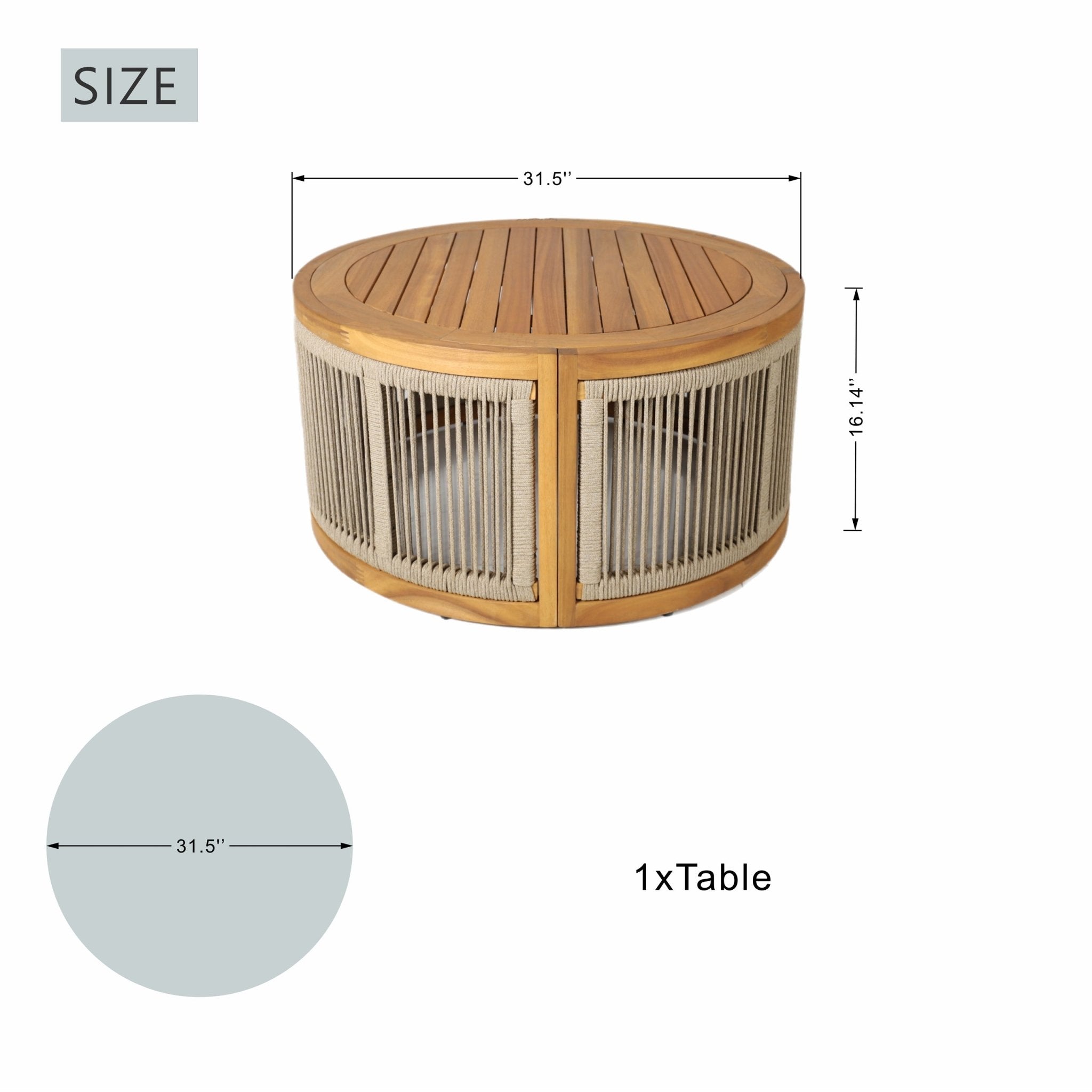 Solid Wood 4 - Seater Sofa Set with Round Coffee Table (PAS - 2515 - 2SS+SSx2+RTA) - Direct Wicker