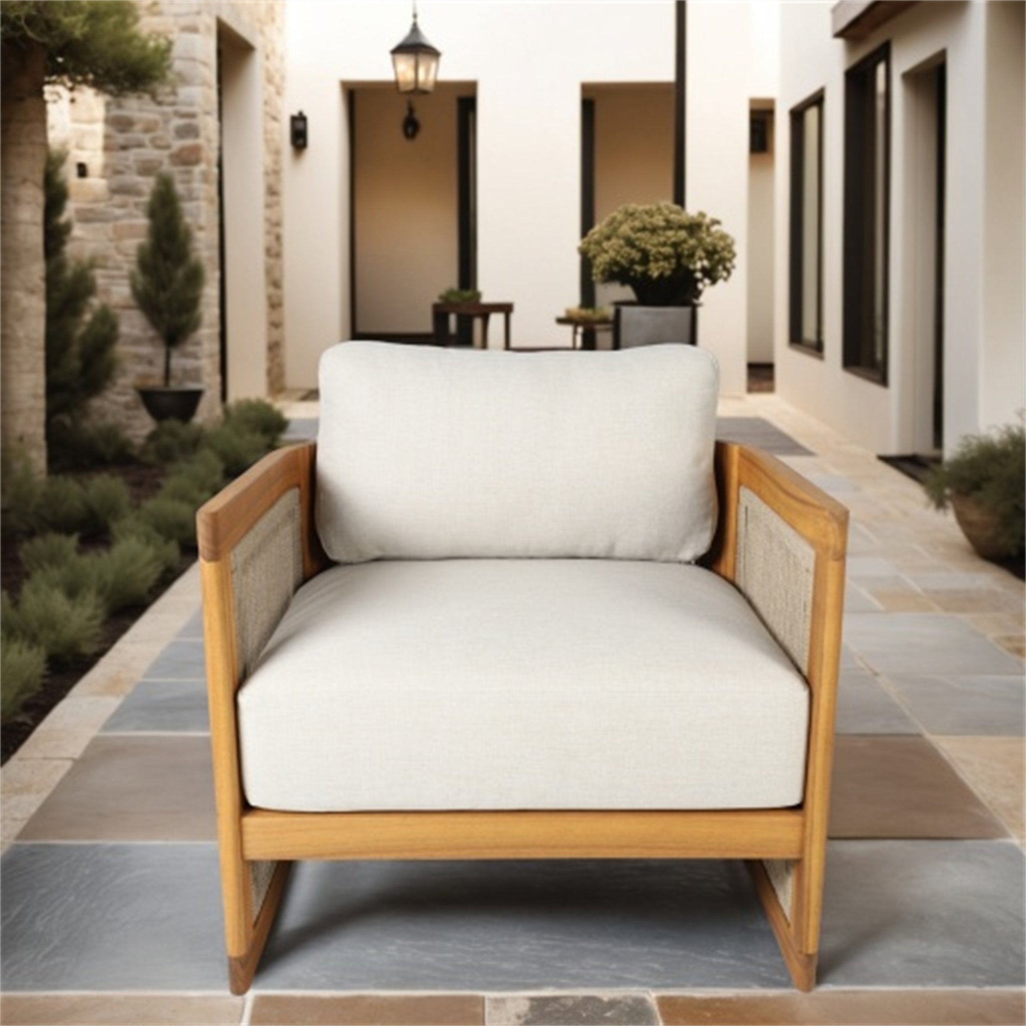 Solid Wood 4 - Seater Sofa Set with Round Coffee Table (PAS - 2515 - 2SS+SSx2+RTA) - Direct Wicker