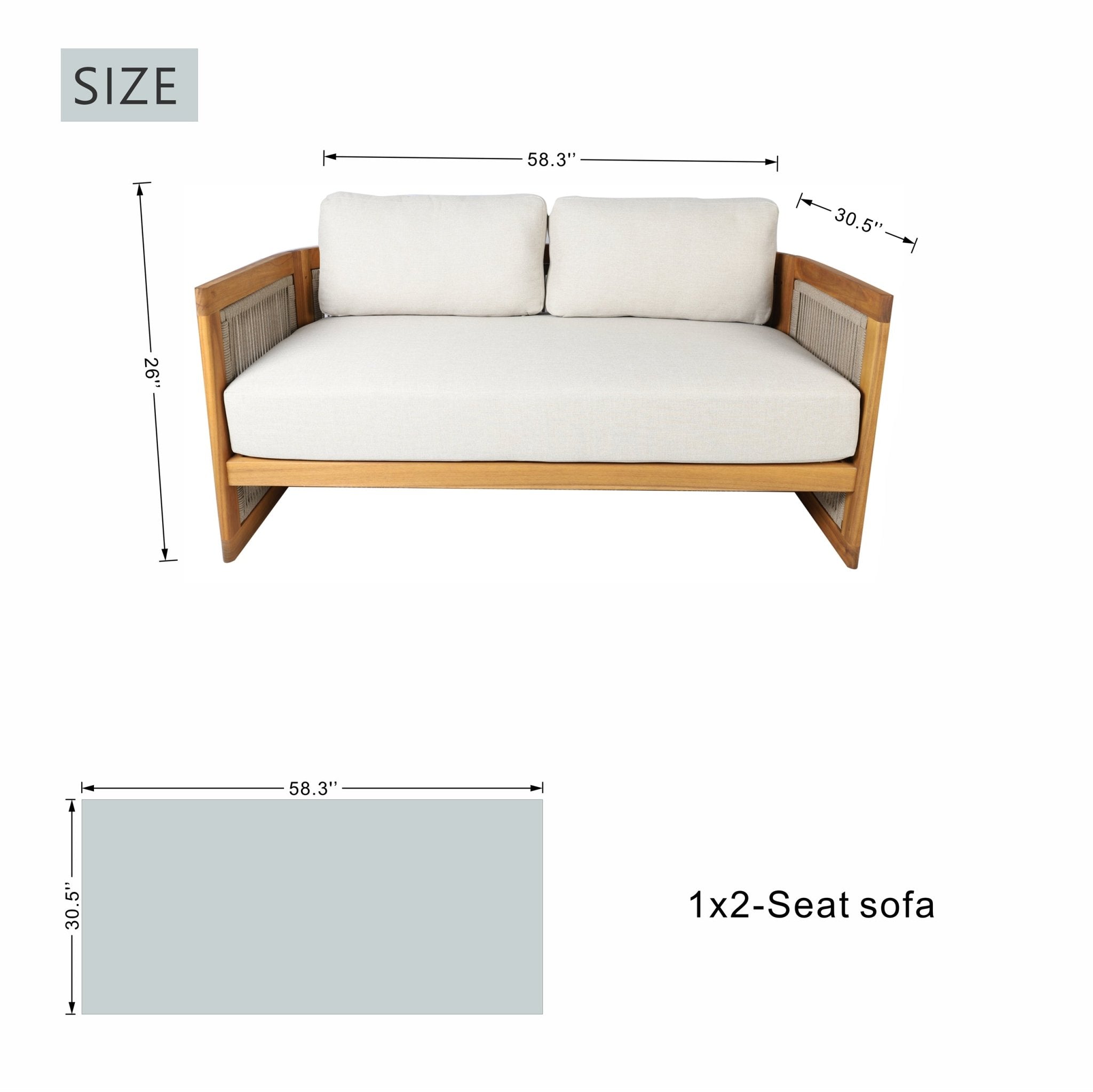 Solid Wood 4 - Seater Sofa Set with Round Coffee Table (PAS - 2515 - 2SS+SSx2+RTA) - Direct Wicker