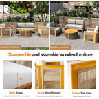 Solid Wood 4 - Seater Sofa Set with Round Coffee Table (PAS - 2515 - 2SS+SSx2+RTA) - Direct Wicker