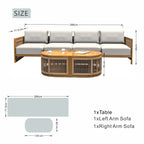 Solid Wood 4-Seater Sofa with Oval Coffee Table (PAS-2516-LS+RS+OTA) - Direct Wicker