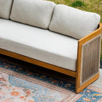 Solid Wood 5 - Seater Sofa Set with Round Coffee Table (PAS - 2515 - 3SS+2SS+RTA) - Direct Wicker