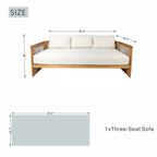 Solid Wood 5 - Seater Sofa Set with Round Coffee Table (PAS - 2515 - 3SS+2SS+RTA) - Direct Wicker