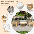 Solid Wood 5 - Seater Sofa Set with Round Coffee Table (PAS - 2515 - SC*2+3SC+RTA+2518 - ST) - Direct Wicker