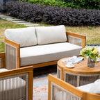 Solid Wood 7 - Seater Sofa Set with Round Coffee Table (PAS - 2515 - 3SS+2SS+SSx2+RTA) - Direct Wicker