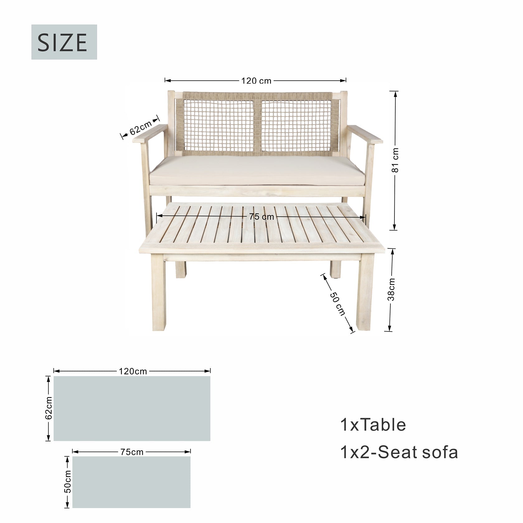 Solid Wood Bench & Chair Sets – Outdoor Seating Set (PAC - 2523) - Direct Wicker