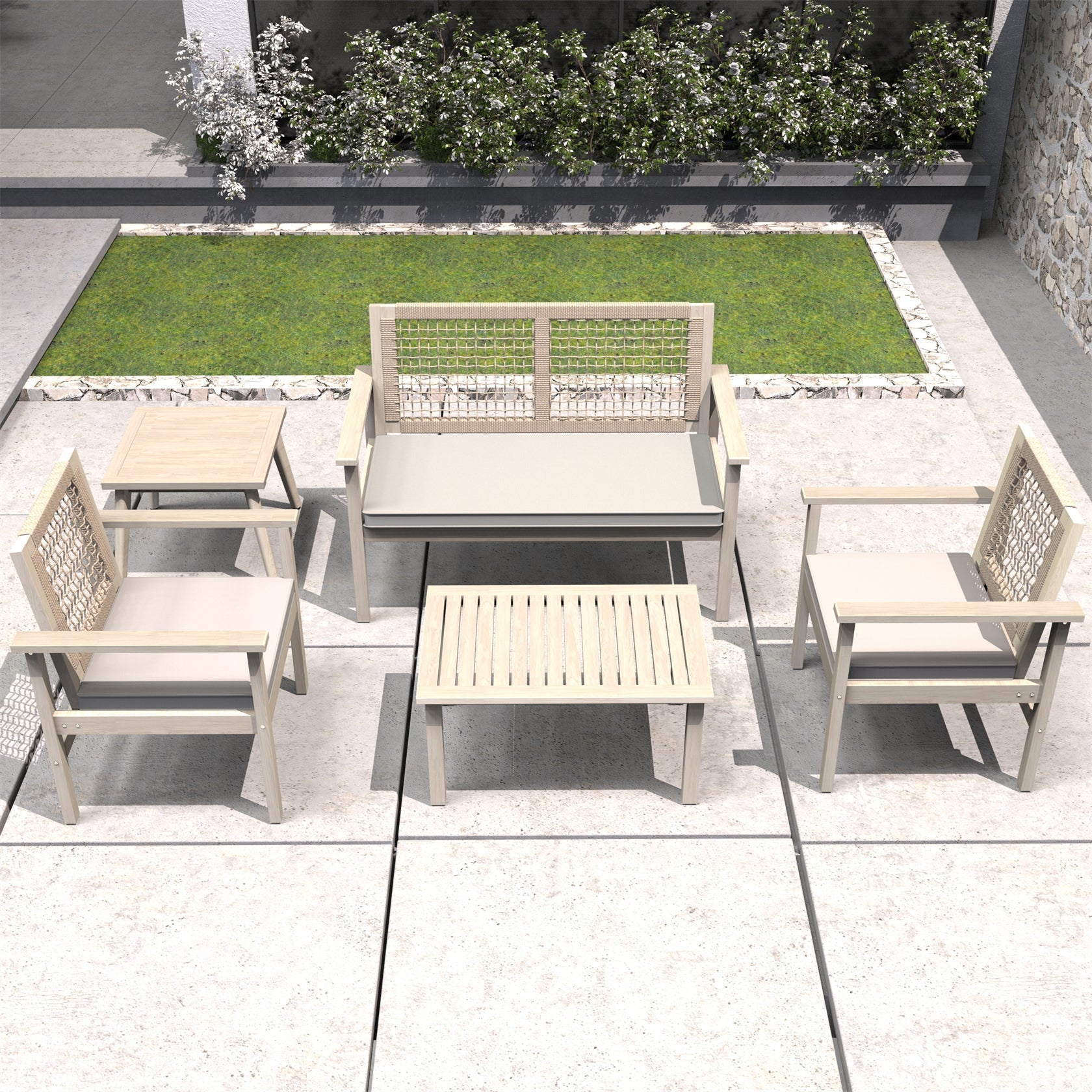 Solid Wood Bench & Chair Sets – Outdoor Seating Set (PAC - 2523) - Direct Wicker