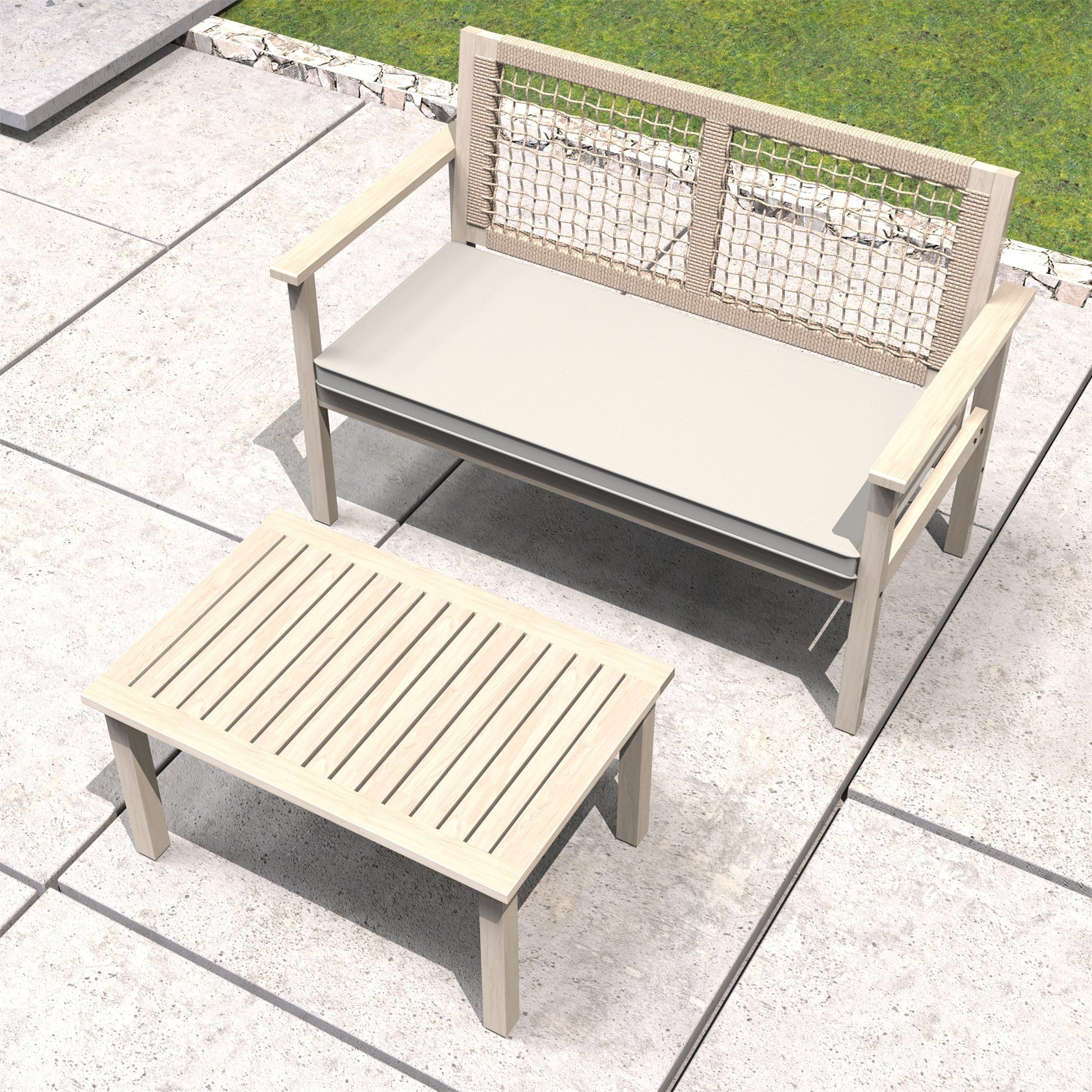Solid Wood Bench & Chair Sets – Outdoor Seating Set (PAC - 2523) - Direct Wicker
