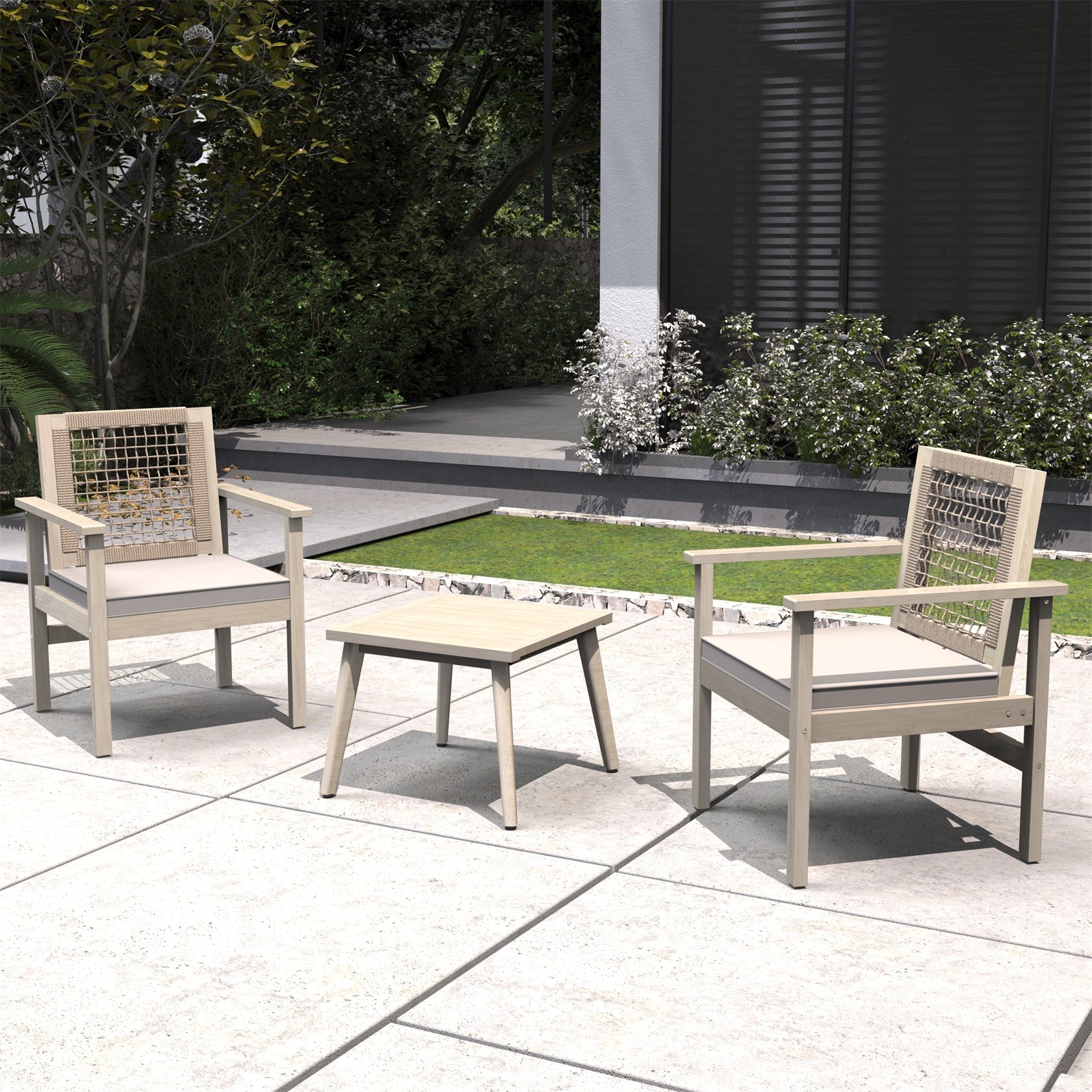 Solid Wood Bench & Chair Sets – Outdoor Seating Set (PAC - 2523) - Direct Wicker
