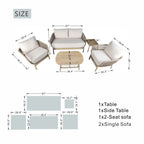 Solid Wood Bench & Chair Sets – Outdoor Seating Set with Comfort & Woven Rope Design (PAC - 2524) - Direct Wicker