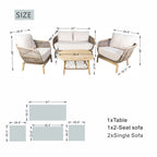Solid Wood Bench & Chair Sets – Outdoor Seating Set with Comfort & Woven Rope Design (PAC - 2524) - Direct Wicker