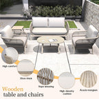 Solid Wood Bench & Chair Sets – Outdoor Seating Set with Comfort & Woven Rope Design (PAC - 2524) - Direct Wicker