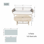 Solid Wood Bench & Chair Sets – Outdoor Seating Set with Comfort & Woven Rope Design (PAC - 2524) - Direct Wicker