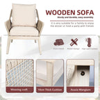 Solid Wood Bench & Chair Sets – Outdoor Seating Set with Rope Design (PAC - 2522) - Direct Wicker