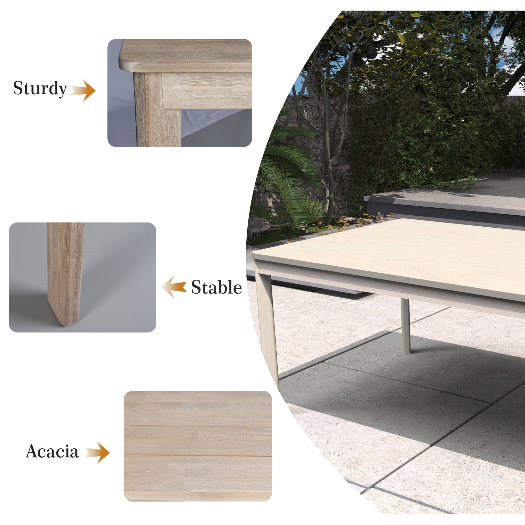 Solid Wood Dining Table – 63" Rectangular Table for Indoor & Outdoor Use - Direct Wicker