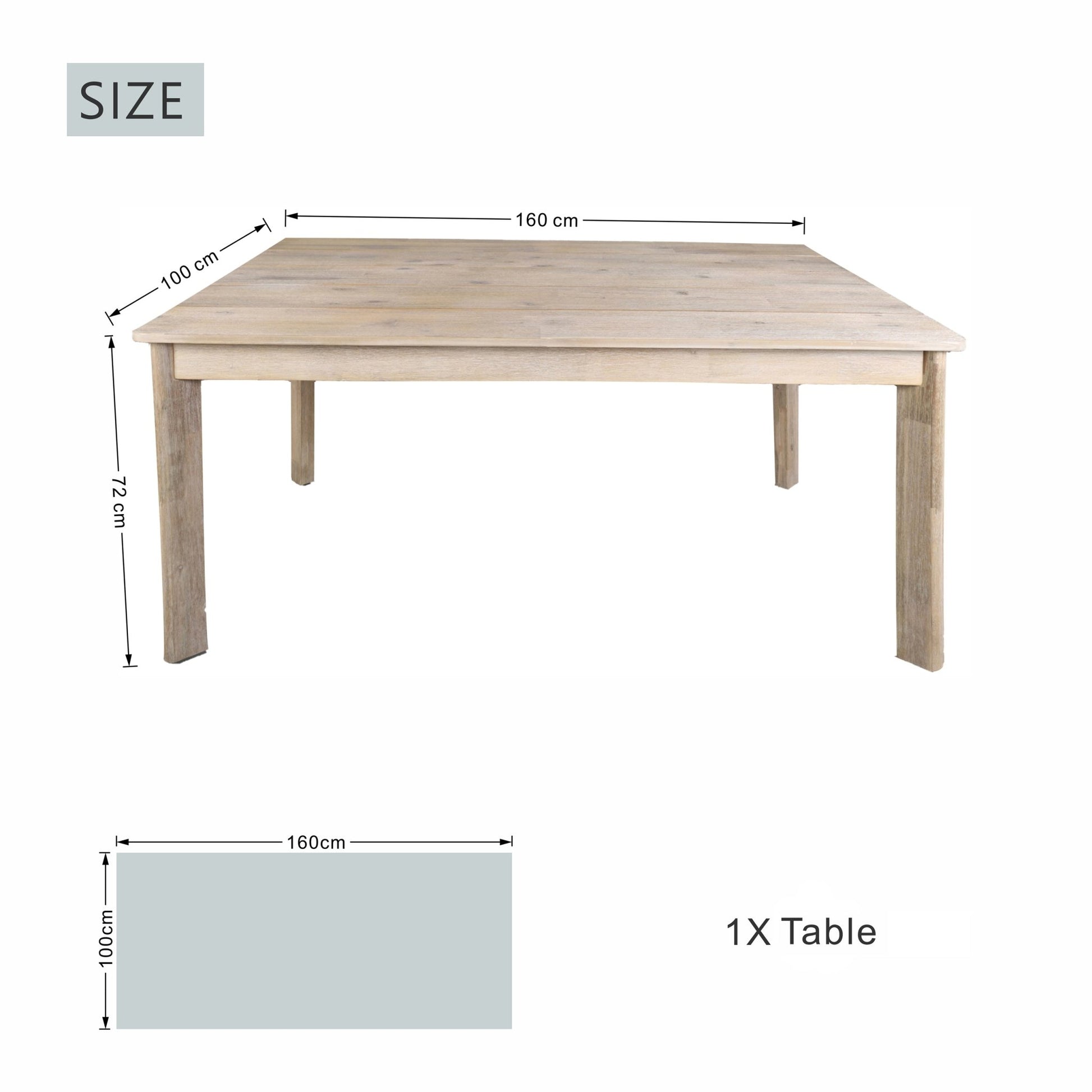 Solid Wood Dining Table – 63" Rectangular Table for Indoor & Outdoor Use - Direct Wicker