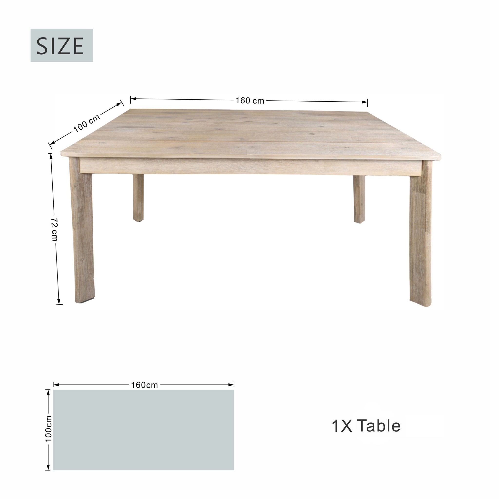 Solid Wood Dining Table – 63" Rectangular Table for Indoor & Outdoor Use - Direct Wicker