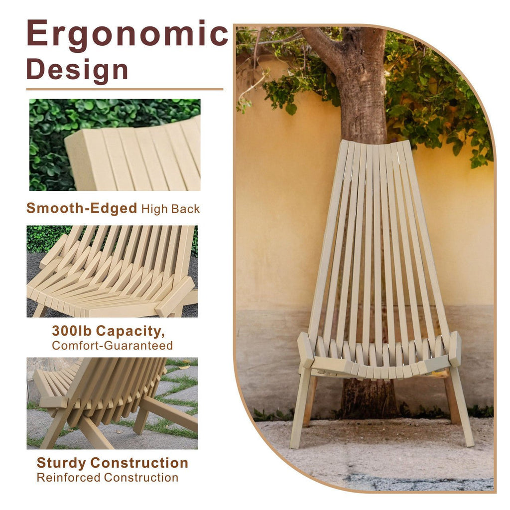 Solid Wood Folding Chair Portable Outdoor Lounge Chair - Direct Wicker
