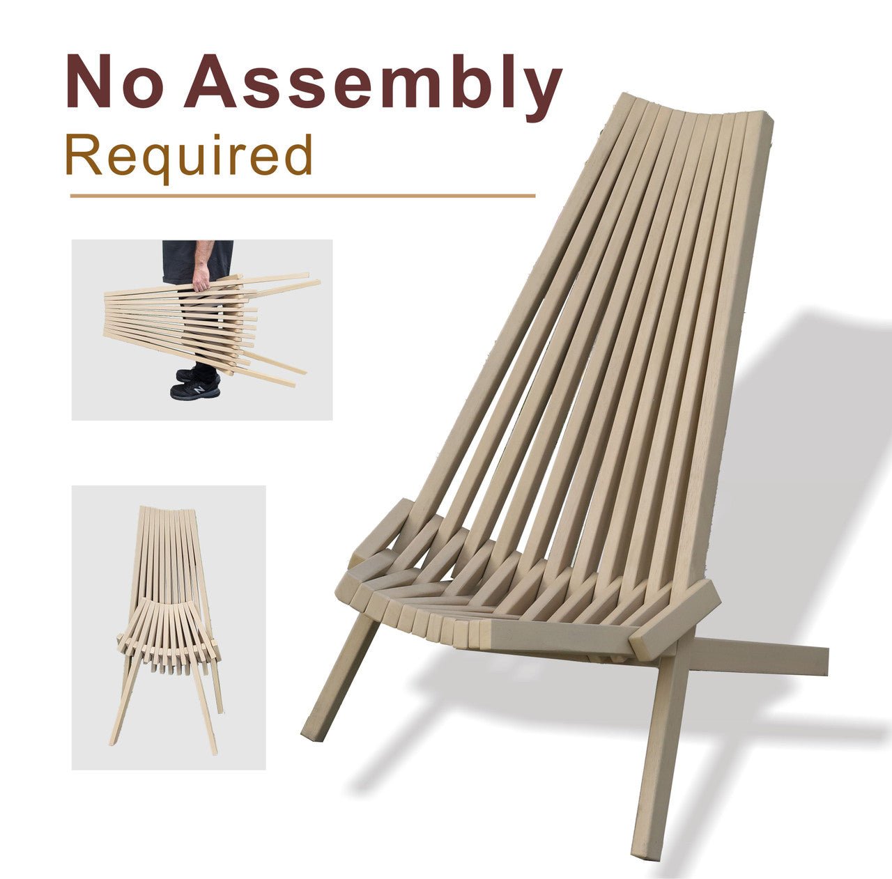 Solid Wood Folding Chair Portable Outdoor Lounge Chair - Direct Wicker