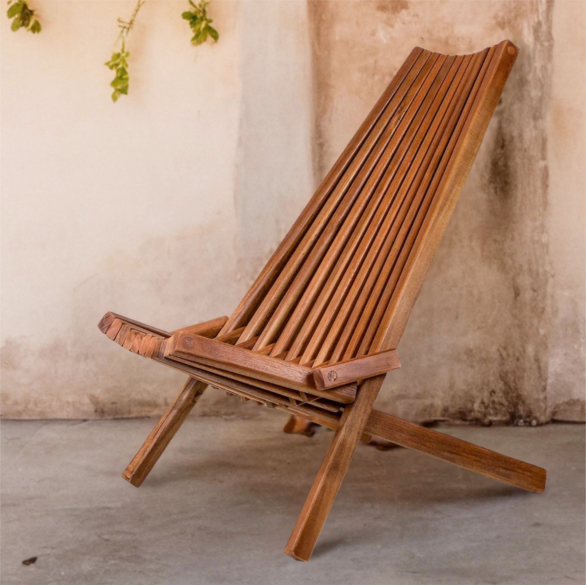 Solid Wood Folding Chair Portable Outdoor Lounge Chair - Direct Wicker
