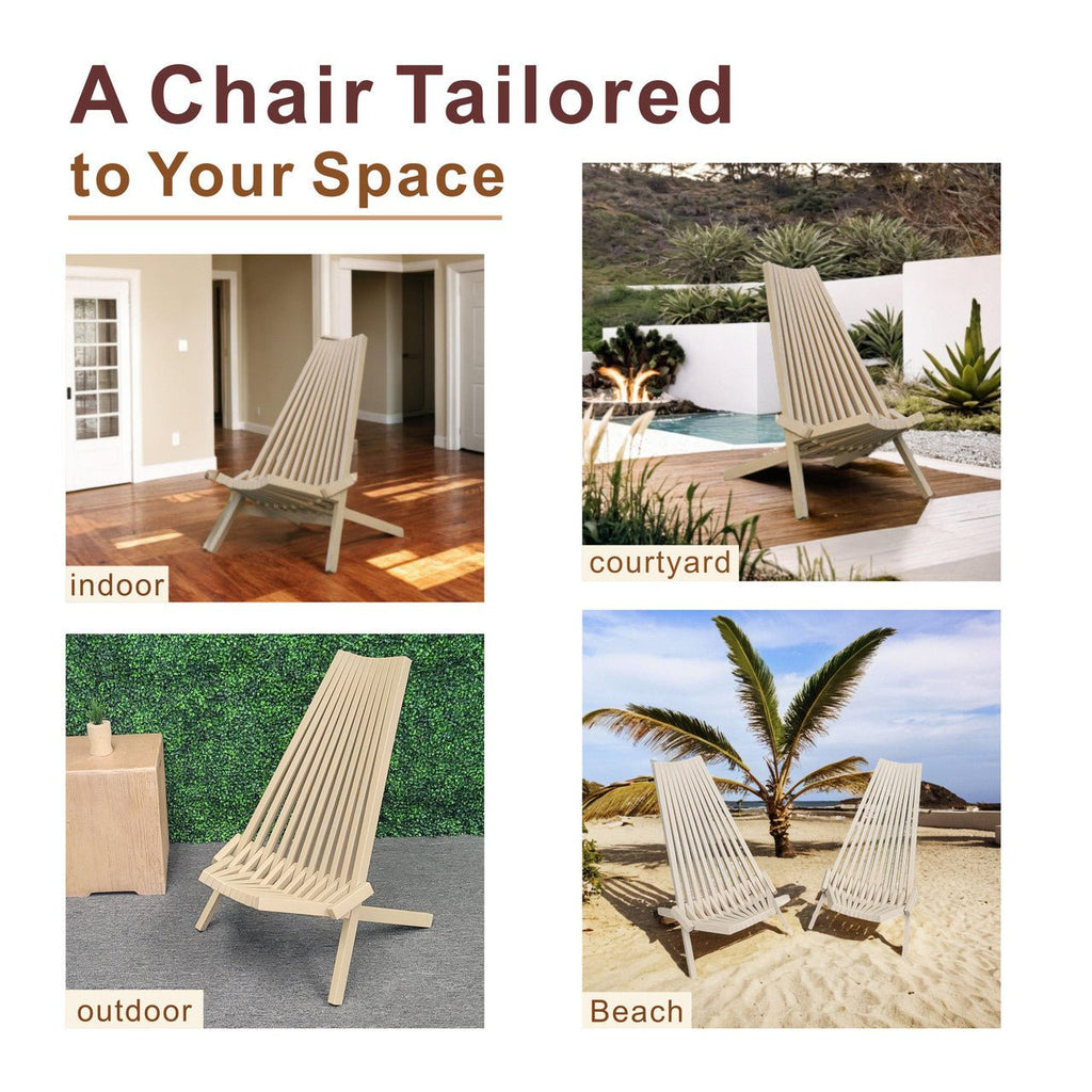 Solid Wood Folding Chair Portable Outdoor Lounge Chair - Direct Wicker