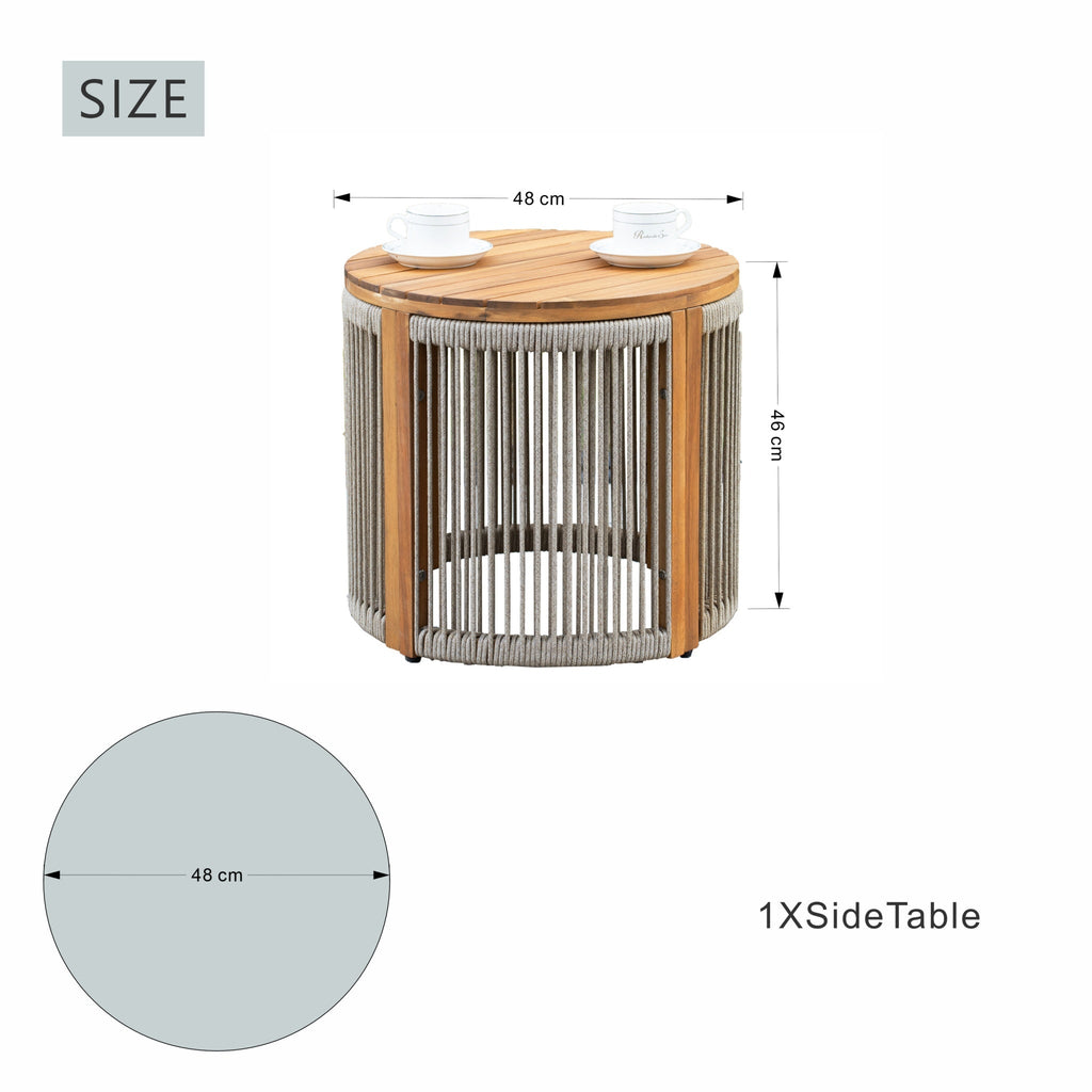 Solid Wood Outdoor Round Side Table - Direct Wicker