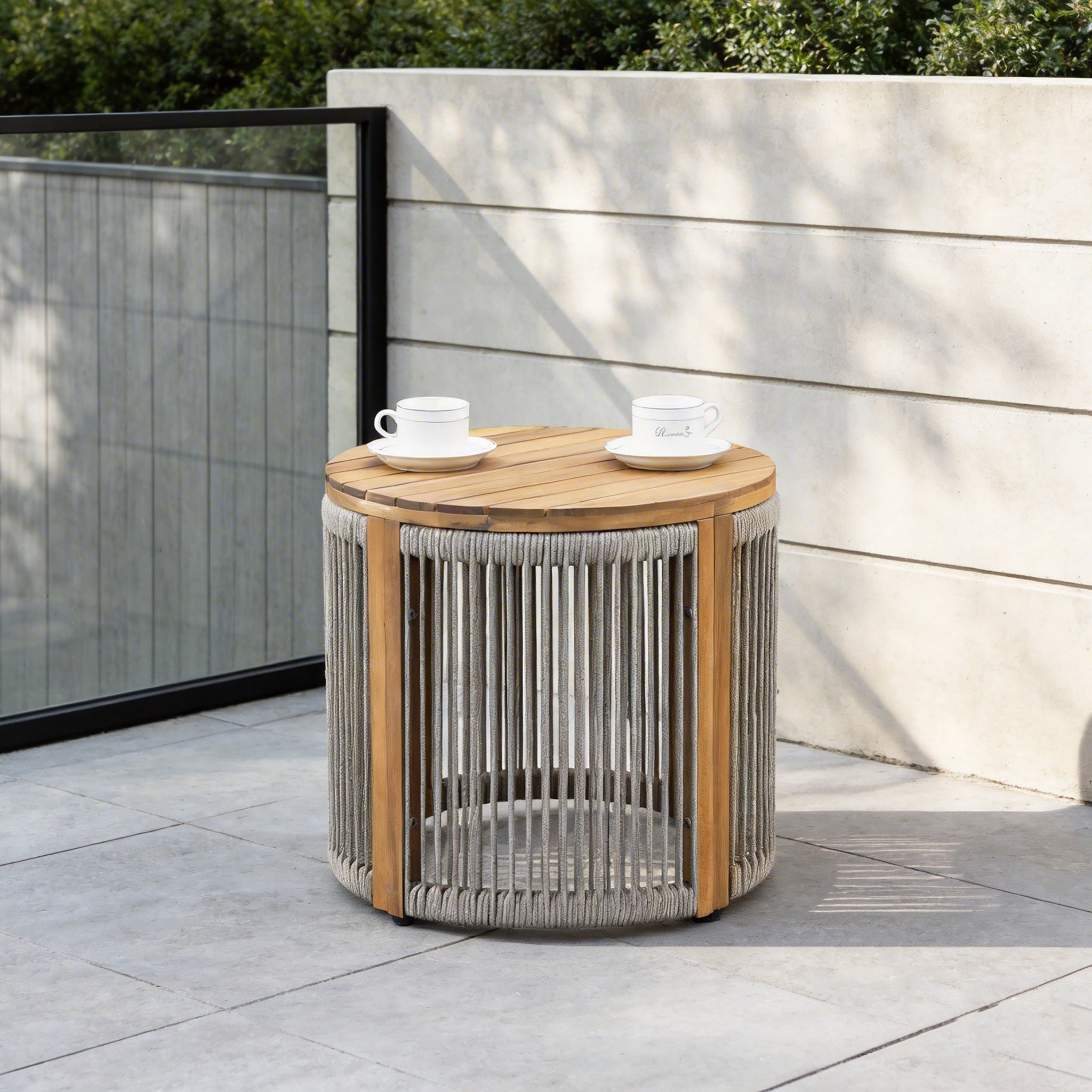 Solid Wood Outdoor Round Side Table - Direct Wicker