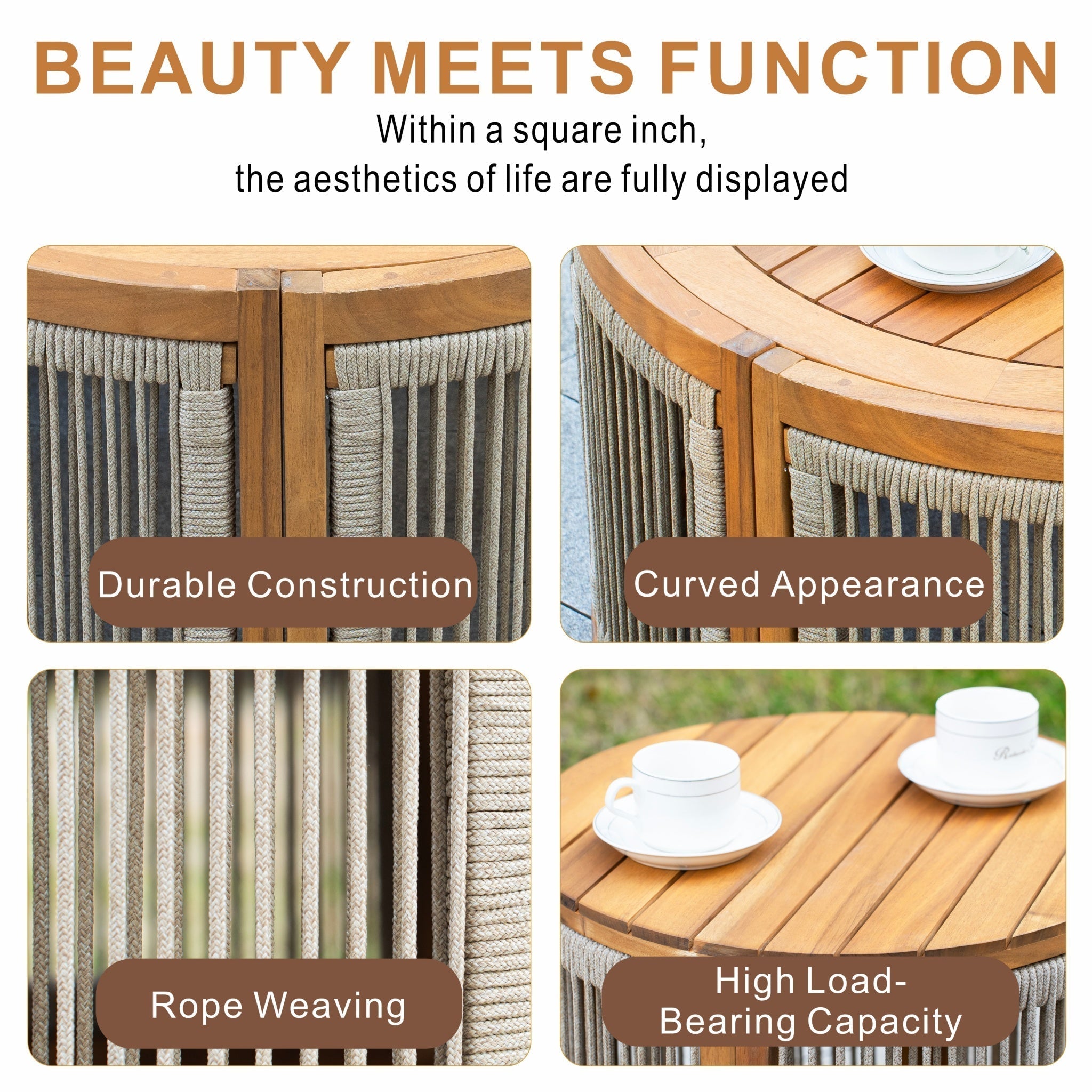 Solid Wood Outdoor Round Side Table - Direct Wicker