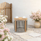 Solid Wood Outdoor Round Side Table - Direct Wicker