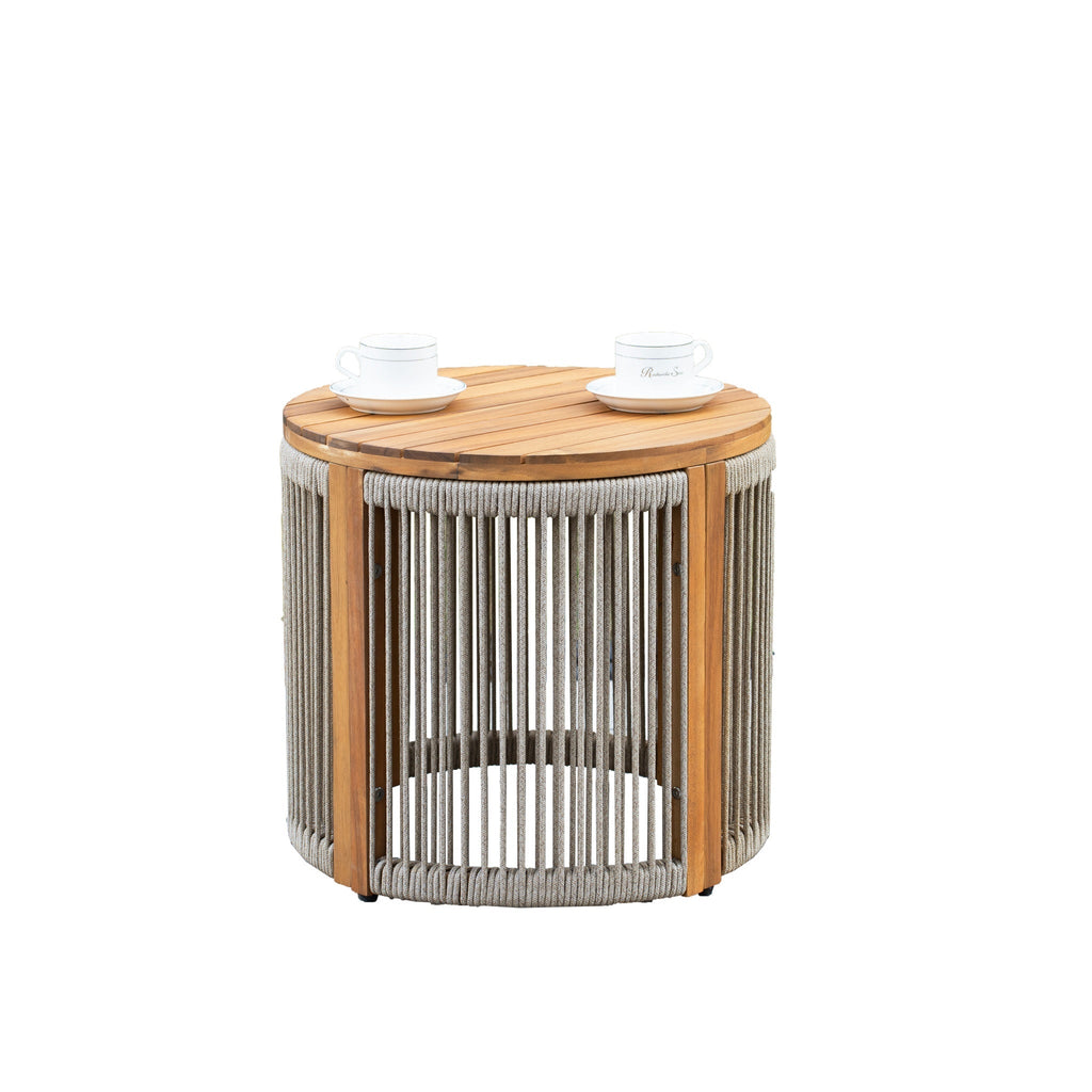 Solid Wood Outdoor Round Side Table - Direct Wicker