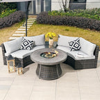 Sonoma 4 - Seater Outdoor Fire Pit Set – Round Fire Table (PAS - 1205B+G3R521E) - Direct Wicker