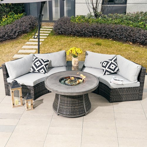 Sonoma 4 - Seater Outdoor Fire Pit Set – Round Fire Table (PAS - 1205B+G3R521E) - Direct Wicker