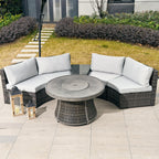Sonoma 4 - Seater Outdoor Fire Pit Set – Round Fire Table (PAS - 1205B+G3R521E) - Direct Wicker