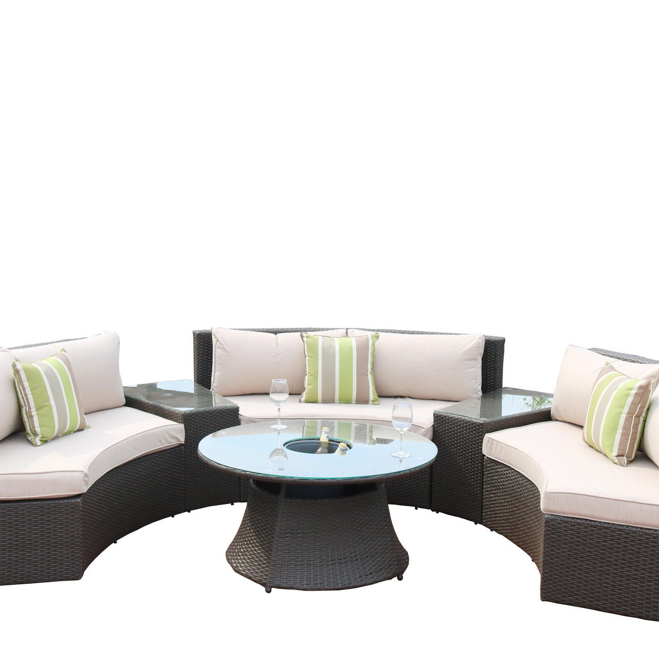 Sonoma 6 - Seater Outdoor Conversation Set with Round Coffee Table (PAS - 1205B) - Direct Wicker