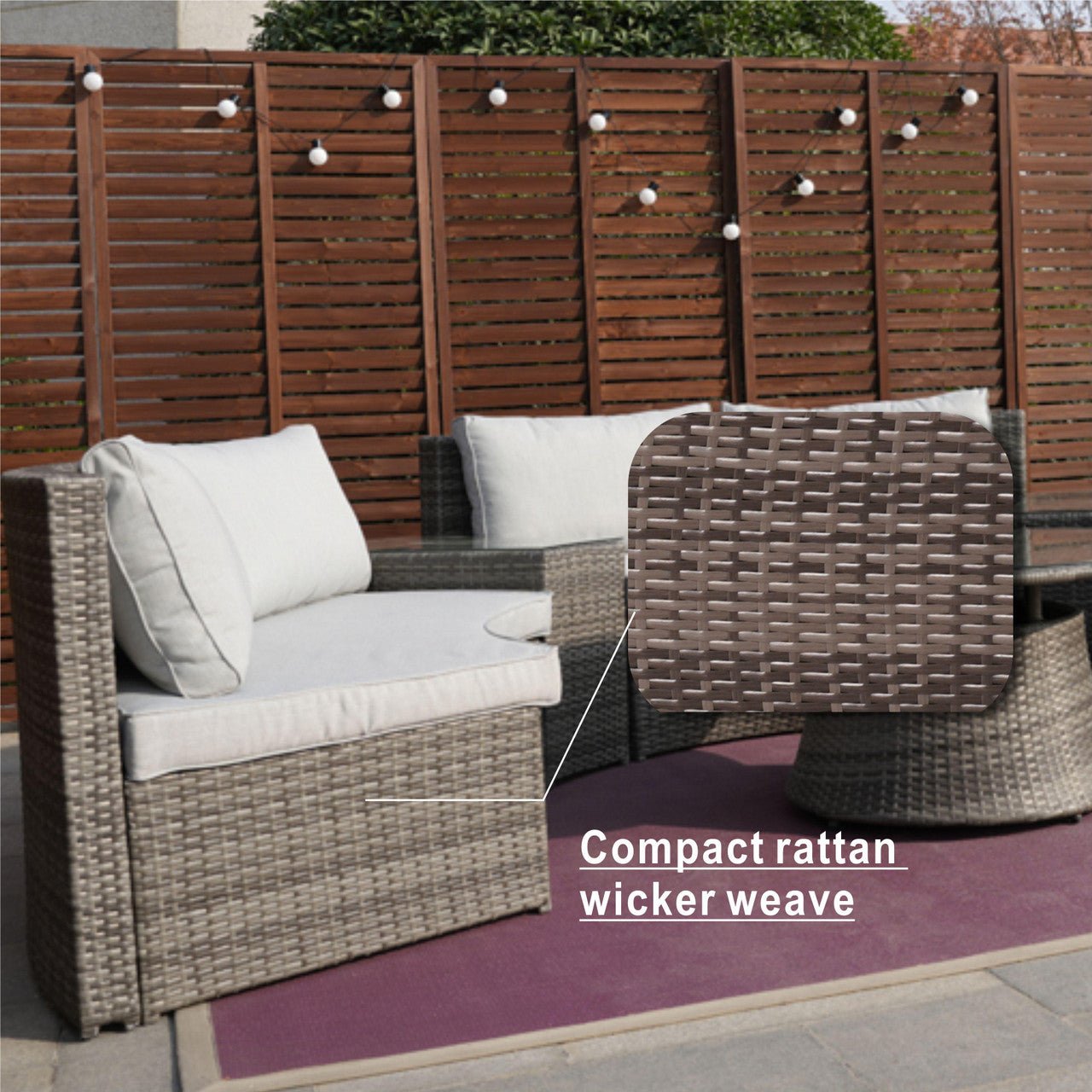 Sonoma 6 - Seater Outdoor Conversation Set with Round Coffee Table (PAS - 1205B) - Direct Wicker
